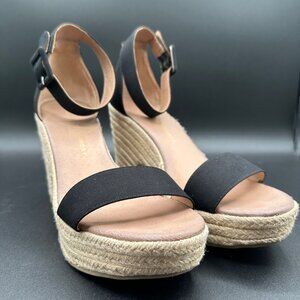 Chinese Laundry Queen Casual Wedge Espadrille Black Sz 9
